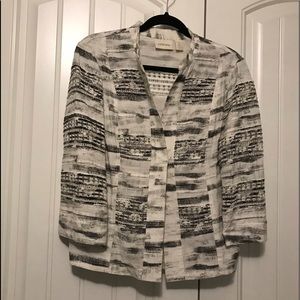 Chicos Size 2 white, Black and Silver Jacket